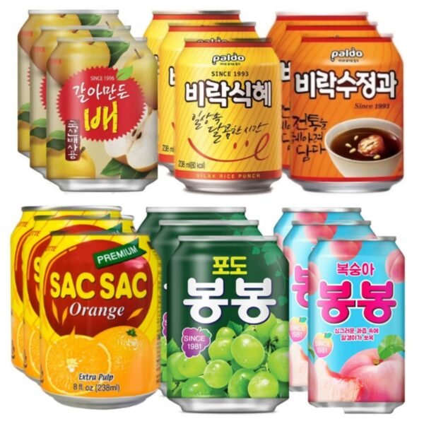 [Bundle of 3] Korean Juice and Dessert Drink (Bonbon,Crushed PearShikhye,Sacsac,Soojeonggwa) 한국 음료수 6종 238ml