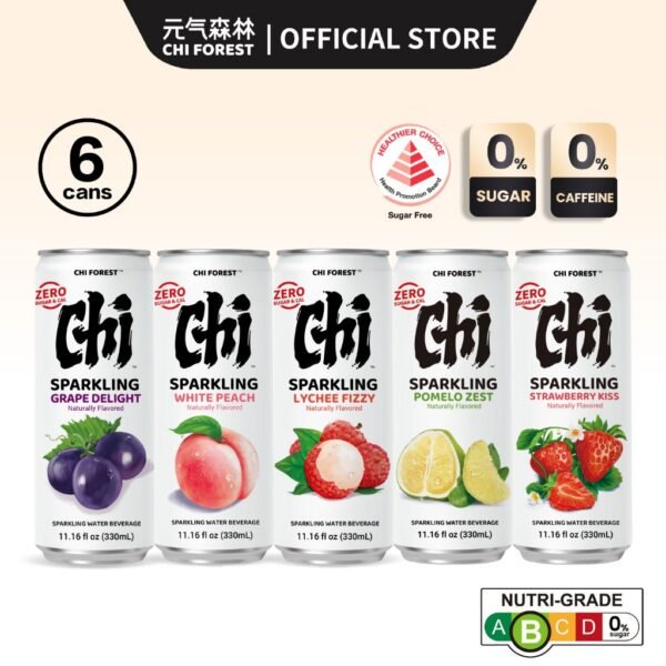 Chi Forest 元气森林 Zero Sugar Soda Sparkling Water 330ml × 6 Cans (Genki Forest)